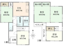 【大阪府/高槻市東五百住町】高槻市東五百住町一丁目　中古戸建 間取り図