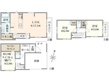 【東京都/北区西が丘】北区西が丘2丁目新築戸建　2号棟 間取り図