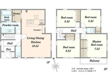 【千葉県/千葉市中央区登戸】千葉市中央区登戸三丁目　新築戸建　3号棟 間取り図