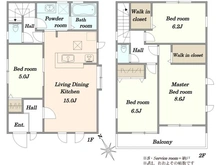 【千葉県/千葉市花見川区こてはし台】千葉市花見川区こてはし台一丁目　新築戸建　1号棟 間取り図