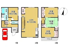 【大阪府/大阪市東住吉区針中野】大阪市東住吉区針中野1丁目 中古一戸建て 間取り図