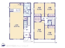 【千葉県/流山市平和台】流山市平和台3丁目 新築一戸建て 間取り図