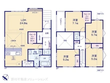 【千葉県/柏市加賀】柏市加賀2丁目 新築一戸建て 間取り図