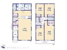 【神奈川県/相模原市中央区上溝】相模原市中央区上溝7丁目 新築一戸建て 間取り図