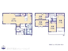 【神奈川県/座間市座間】座間市座間1丁目 新築一戸建て 間取り図
