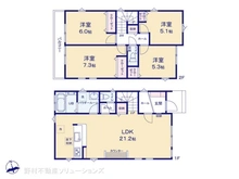 【神奈川県/大和市福田】大和市福田4丁目 新築一戸建て 間取り図
