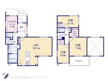 【神奈川県/藤沢市鵠沼海岸】藤沢市鵠沼海岸3丁目 新築一戸建て 間取り図