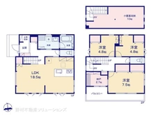 【神奈川県/横浜市都筑区茅ケ崎南】横浜市都筑区茅ケ崎南4丁目 新築一戸建て 間取り図