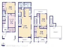 【東京都/世田谷区砧】世田谷区砧3丁目 新築一戸建て 間取り図