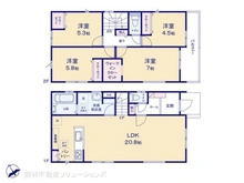 【神奈川県/横浜市港南区下永谷】横浜市港南区下永谷3丁目 新築一戸建て 間取り図