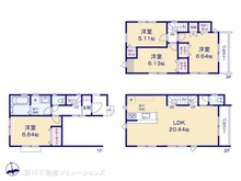 【千葉県/市川市鬼高】市川市鬼高3丁目 新築一戸建て 間取り図