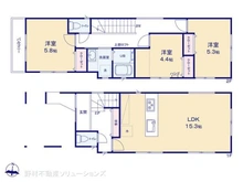 【神奈川県/横浜市鶴見区東寺尾】横浜市鶴見区東寺尾3丁目 新築一戸建て 間取り図