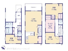 【神奈川県/横浜市鶴見区上の宮】横浜市鶴見区上の宮1丁目 新築一戸建て 間取り図