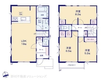 【神奈川県/横浜市鶴見区東寺尾】横浜市鶴見区東寺尾4丁目 新築一戸建て 間取り図