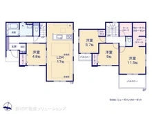 【神奈川県/横浜市瀬谷区阿久和西】横浜市瀬谷区阿久和西2丁目 新築一戸建て 間取り図