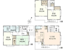 【埼玉県/蕨市南町】蕨市南町2丁目　戸建 間取り図