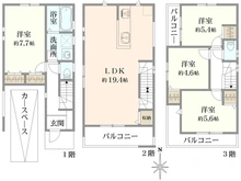 【埼玉県/さいたま市南区根岸】さいたま市南区根岸4丁目　新築戸建　1号棟 間取り図