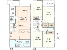 【埼玉県/さいたま市中央区大戸】さいたま市中央区大戸3丁目新築戸建　2号棟 間取り図