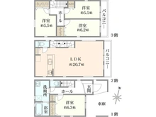 【埼玉県/さいたま市浦和区上木崎】さいたま市浦和区上木崎8丁目新築戸建　1号棟 間取り図