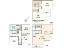 【埼玉県/さいたま市北区植竹町】さいたま市北区植竹町1丁目 新築戸建て 3号棟 間取り図