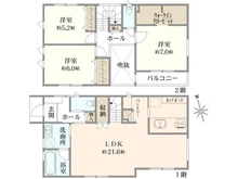 【千葉県/松戸市小金原】松戸市小金原9丁目／新築戸建　1号棟 間取り図