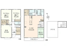 【千葉県/八千代市八千代台北】& RESORT HOUSE 八千代台　1号棟 間取り図
