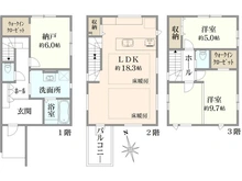 【東京都/豊島区上池袋】豊島区上池袋三丁目新築戸建【上池袋1期】 1号棟 間取り図