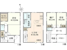 【東京都/豊島区上池袋】豊島区上池袋三丁目新築戸建【上池袋1期】 2号棟 間取り図