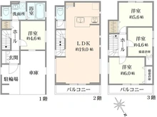 【神奈川県/川崎市高津区諏訪】川崎市高津区諏訪1丁目 新築一戸建て A号棟/全2棟 間取り図