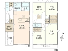 【神奈川県/相模原市中央区陽光台】新築分譲 クレイドルガーデン 2号棟 間取り図