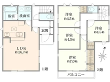 【神奈川県/相模原市中央区陽光台】新築分譲 クレイドルガーデン 3号棟 間取り図