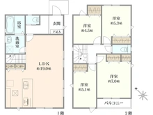 【神奈川県/相模原市南区上鶴間】相模原市南区上鶴間1丁目　新築一戸建て　No.1/全2棟 間取り図