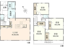 【神奈川県/横浜市旭区中白根】旭区中白根1丁目　新築戸建 間取り図