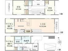 【神奈川県/横浜市港北区大曽根】横浜市港北区大曽根2丁目　新築戸建 間取り図