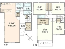 【神奈川県/横浜市港北区大曽根】横浜市港北区大曾根1丁目　新築戸建 間取り図