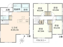 【神奈川県/横浜市南区大岡】南区大岡三丁目　新築戸建1号棟 間取り図