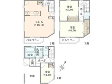 【神奈川県/横浜市西区中央】西区中央2丁目　新築戸建1号棟/全2棟 間取り図