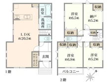 【神奈川県/横浜市中区本牧町】中区本牧町2丁目　新築戸建E号棟 間取り図