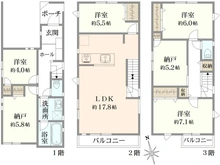 【神奈川県/横浜市中区本牧原】横浜市中区本牧原　戸建　B号棟 間取り図