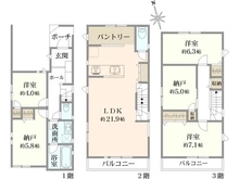 【神奈川県/横浜市中区本牧原】横浜市中区本牧原　戸建　C号棟 間取り図