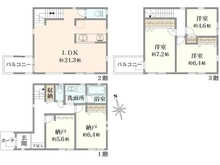 【神奈川県/横浜市中区本牧原】横浜市中区本牧原　戸建　G号棟 間取り図