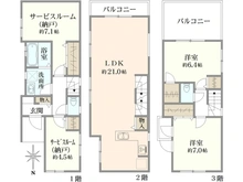 【神奈川県/横浜市神奈川区西寺尾】神奈川区西寺尾3丁目新築戸建3号棟/全5棟 間取り図