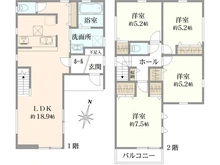 【神奈川県/茅ヶ崎市小和田】茅ケ崎市小和田3丁目 新築一戸建て 2号棟/全2棟 間取り図