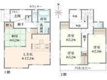 【神奈川県/茅ヶ崎市南湖】茅ヶ崎市南湖4丁目新築戸建 1号棟 間取り図