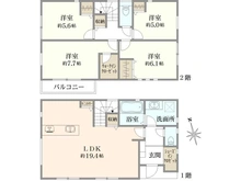 【神奈川県/茅ヶ崎市高田】茅ケ崎市高田3丁目　新築戸建 間取り図