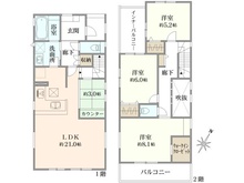 【神奈川県/平塚市御殿】平塚市御殿1丁目全2棟 1号棟 間取り図