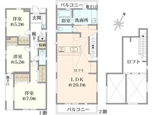 【神奈川県/平塚市御殿】平塚市御殿1丁目全2棟 2号棟 間取り図