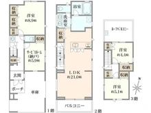 【東京都/杉並区阿佐谷南】杉並区阿佐谷南1丁目　新築戸建 間取り図