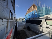 【東京都/中野区上鷺宮】中野区上鷺宮3丁目4期　1号棟 建築中の外観：全5区画・左から1番目