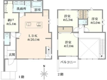 【東京都/武蔵野市境南町】武蔵野市境南町一丁目　新築戸建　3号棟 間取り図
